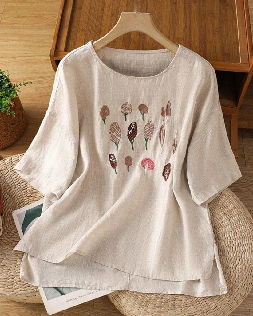 Pure Cotton Embroidered T-Shirt Top