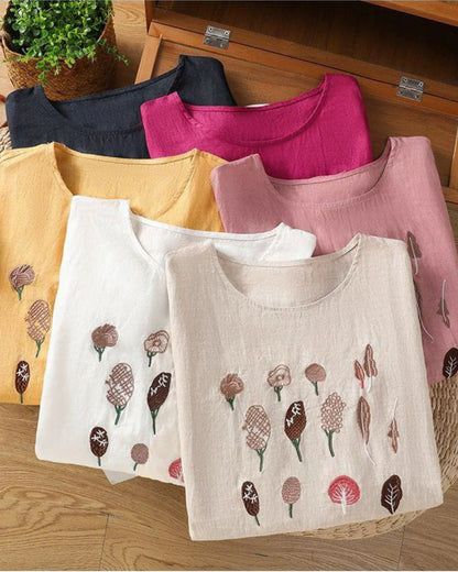 Pure Cotton Embroidered T-Shirt Top