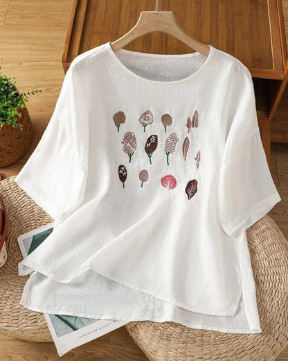 Pure Cotton Embroidered T-Shirt Top