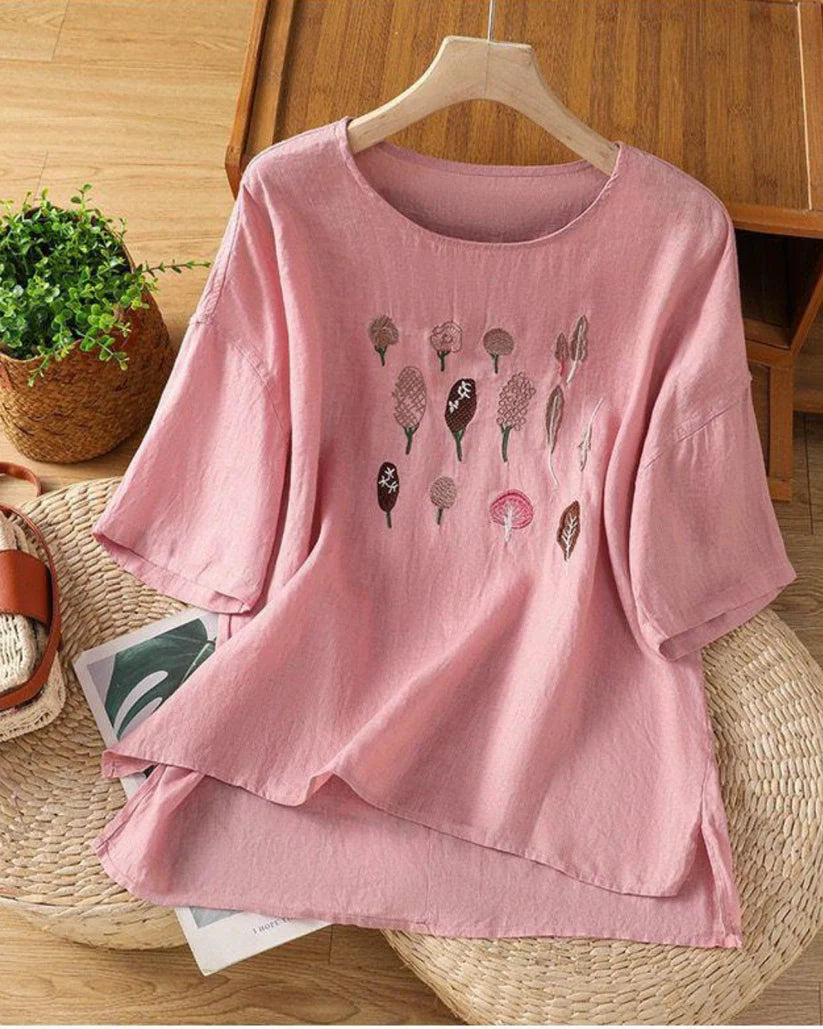 Pure Cotton Embroidered T-Shirt Top
